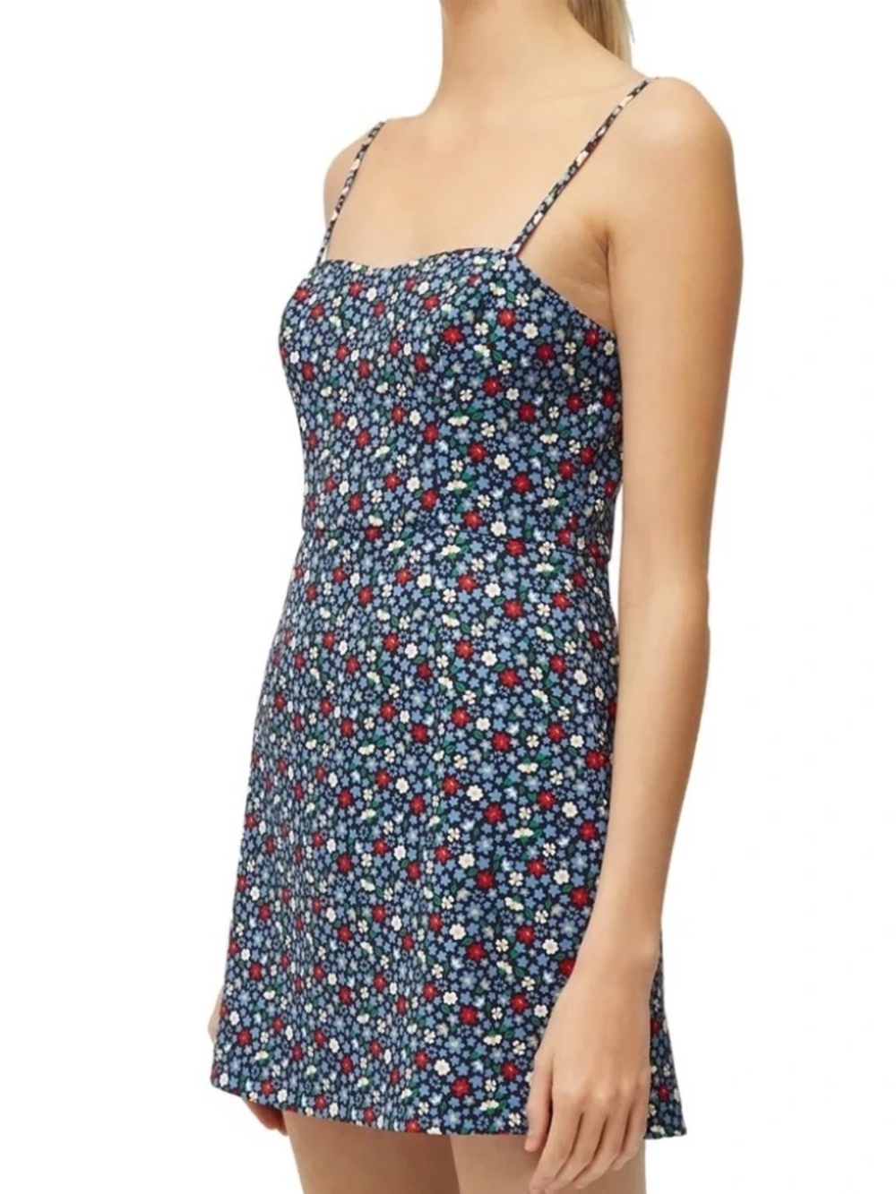 French Connection Women's Blue Floral Sleeveless Eden Sheath Mini Dress Size 10